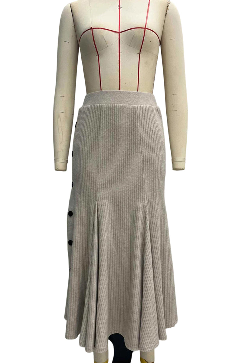 Button-Front Maxi Skirt