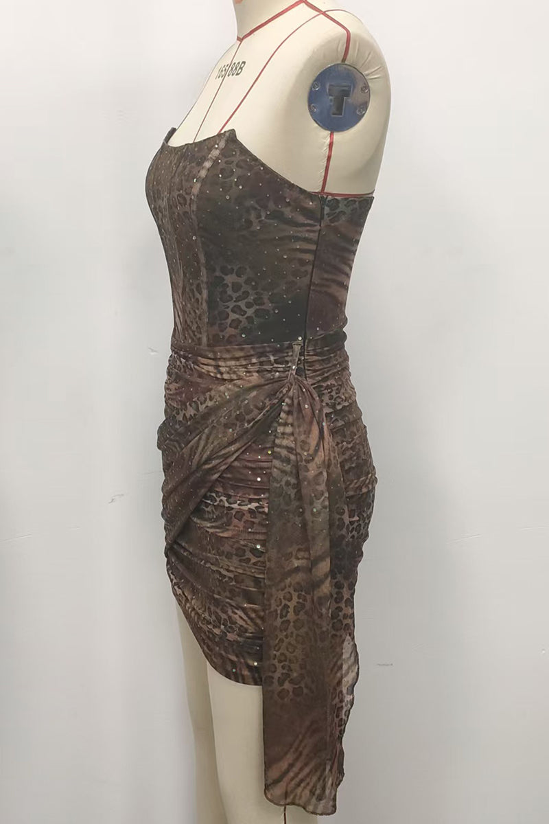 Strapless Animal Print Mini Dress