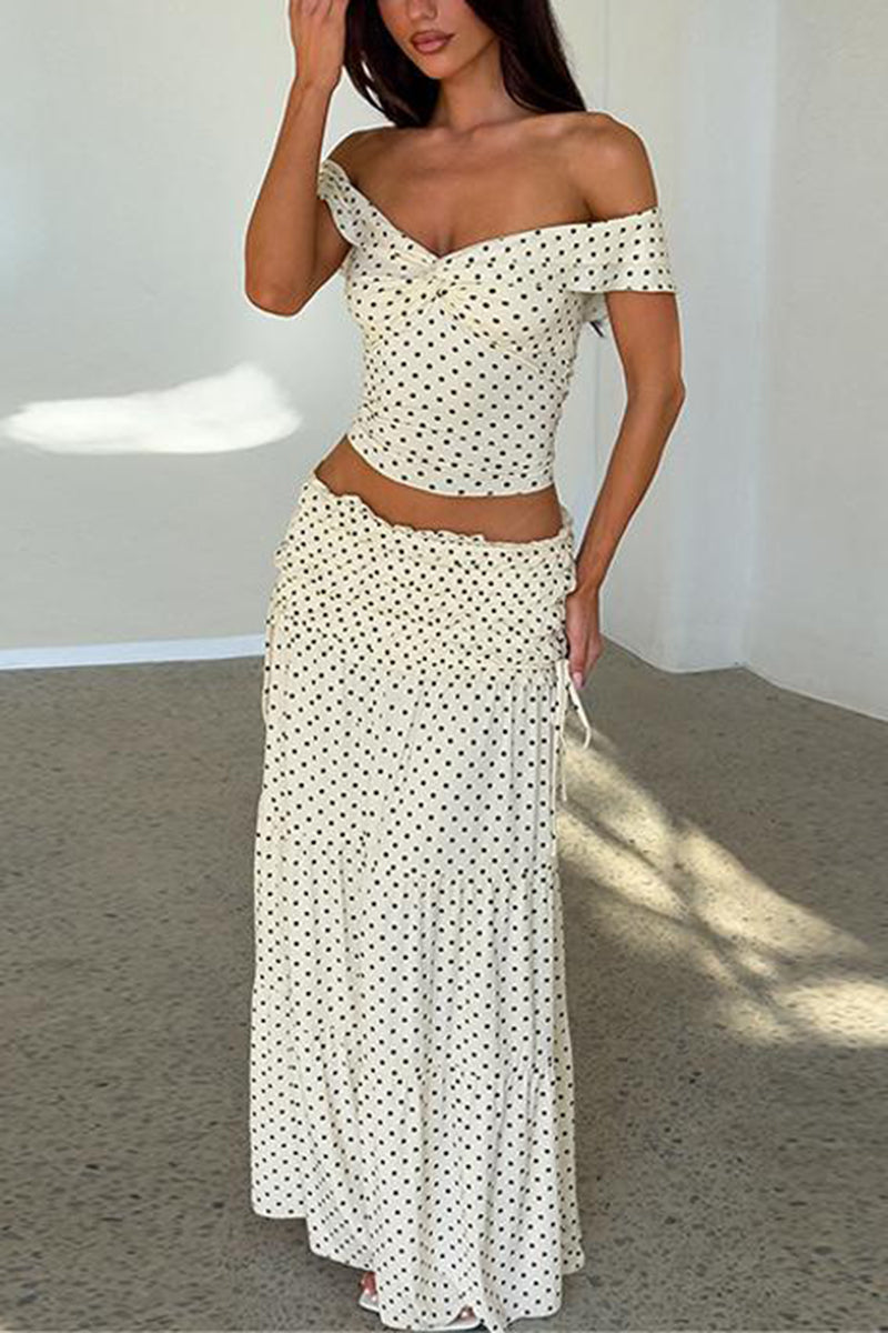 Off-Shoulder Tiered Skirt Set