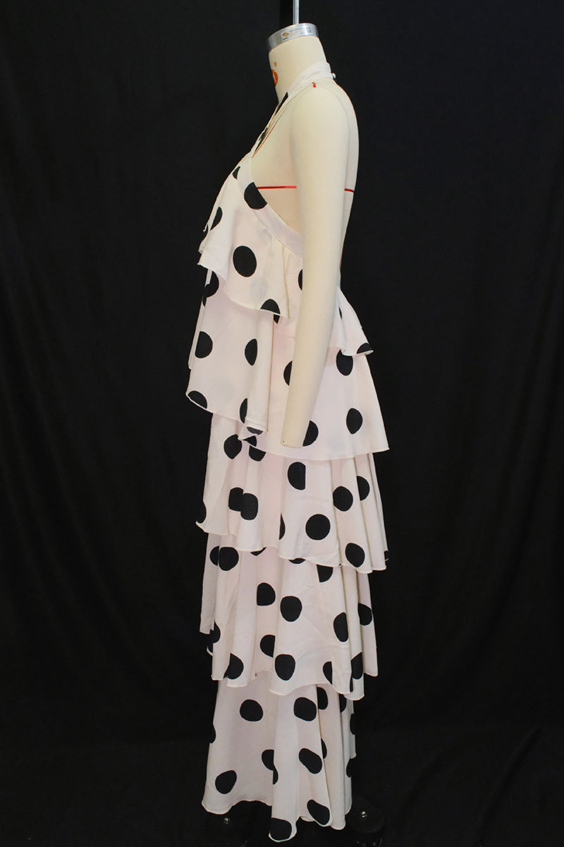 Tiered Polka Dot Halter Dress