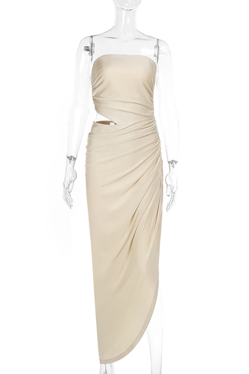 Elegant Draped Strapless Dress