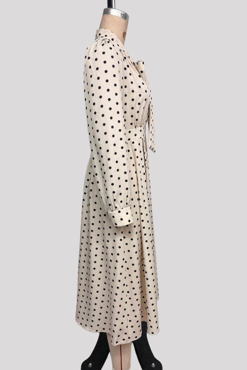 Polka Dot Tie-Front Casual Dress