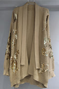 Sequined Open-Front Cardigan