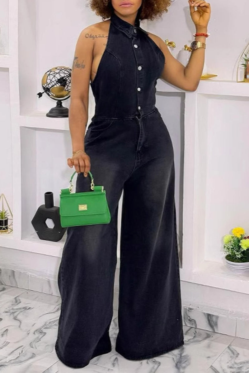 Sleeveless Button-Up Jumpsuit