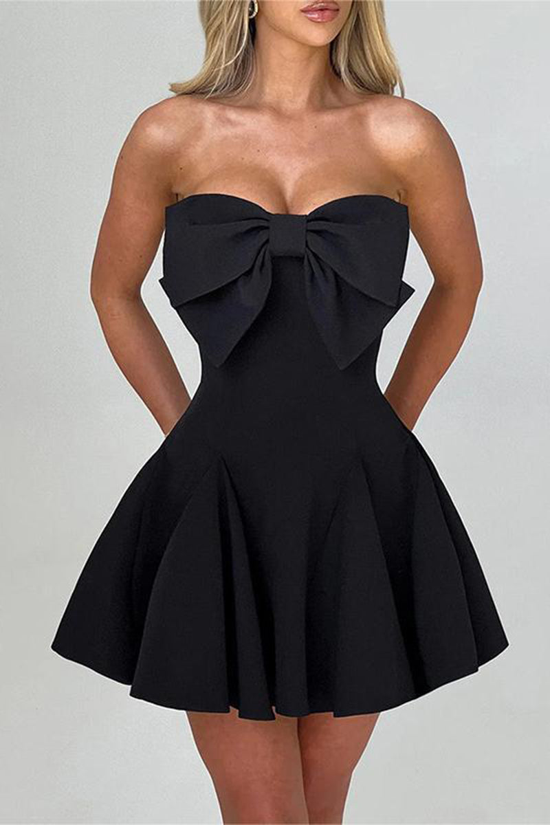 Strapless Bow Casual Dress