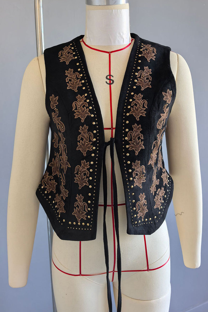 Patterned Tie-Front Vest