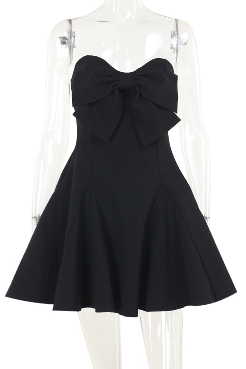 Strapless Bow Casual Dress
