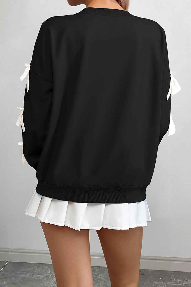 Bow-Accent Long-Sleeve Sweatshirt