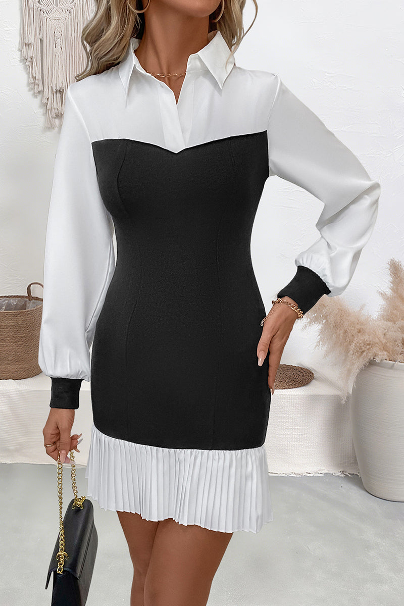Contrast Collar Bodycon Dress