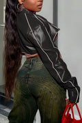 Zip-Front Cropped Jacket with Contrast Trim