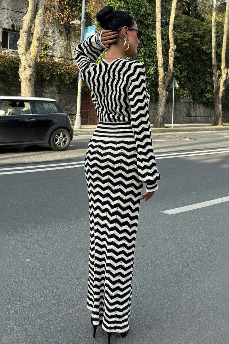 Chevron Striped Casual Dress