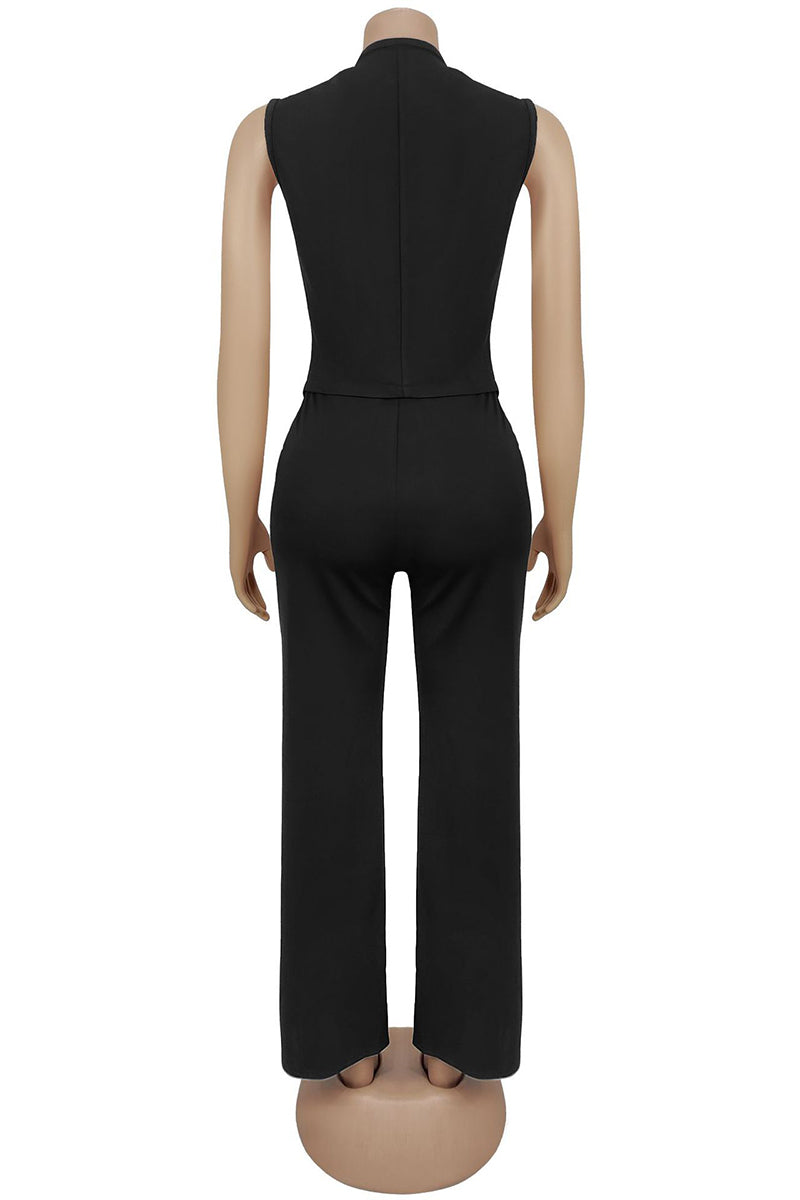 Sleeveless Buttoned Casual Pants Set