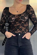 Floral Lace Long-Sleeve Blouse
