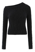 Off-Shoulder Cable Knit Sweater