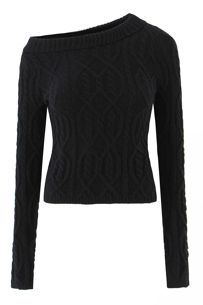 Off-Shoulder Cable Knit Sweater