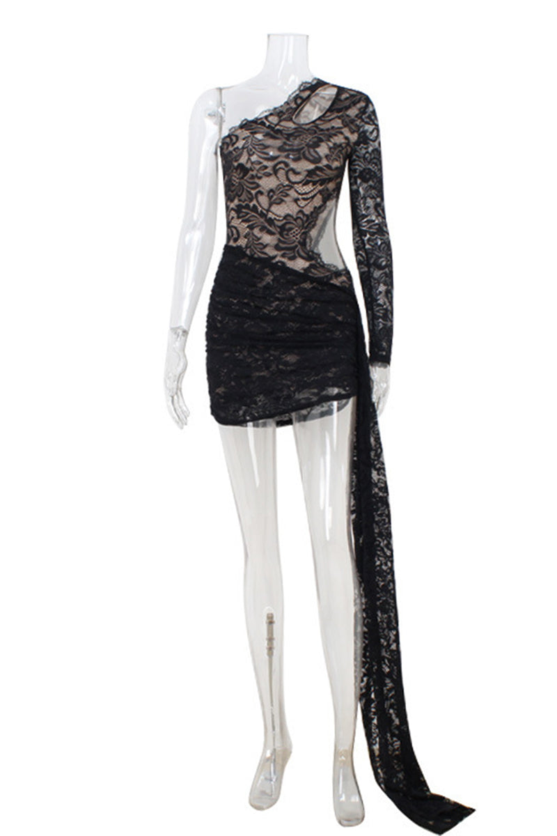 Elegant Asymmetric Lace Dress