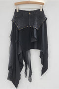 Asymmetrical High-Low Midi Skirt