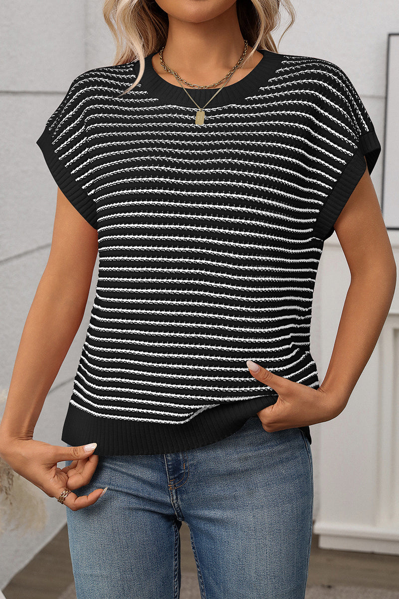 Striped Knit Sweater Sleeveless Top