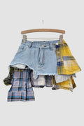 Patchwork Denim Mini Skirt