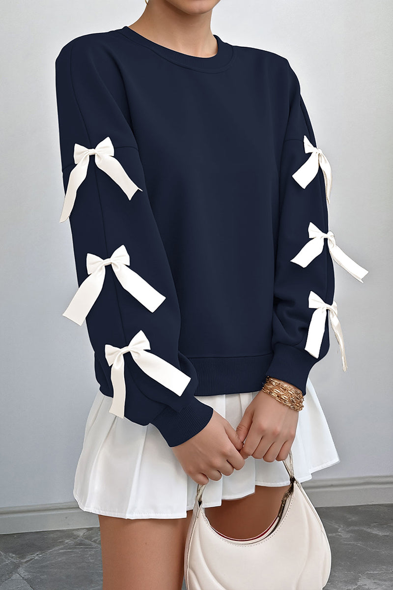 Bow-Accent Long-Sleeve Sweatshirt