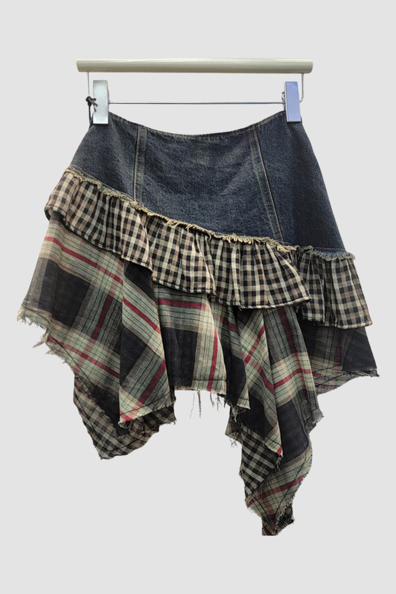 Layered Button-Front Mini Skirt