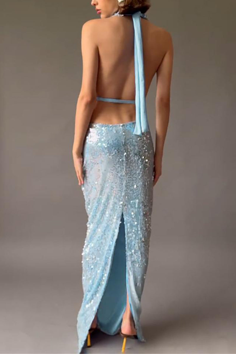 Sequin Halter Night Out Dress