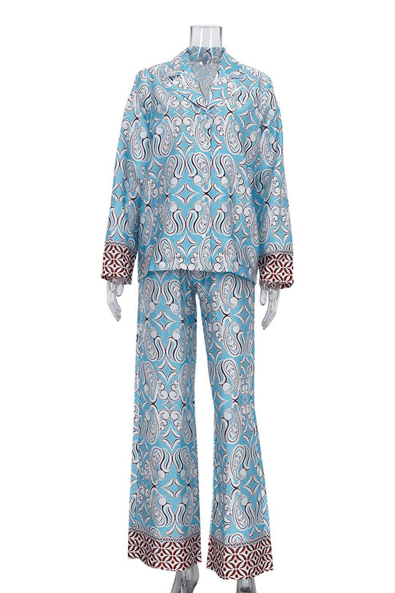 Patterned Two-Piece Pants Set