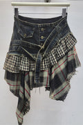 Layered Button-Front Mini Skirt