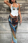 Artistic Halter Skirt Set