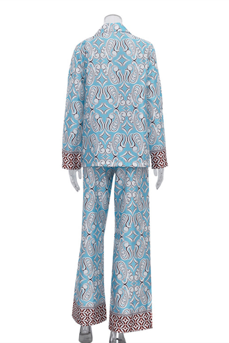 Patterned Two-Piece Pants Set