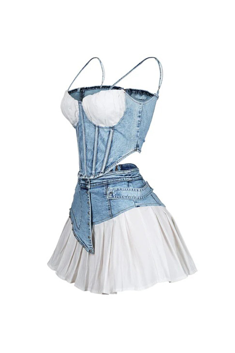 Stylish Denim and Skirt Set