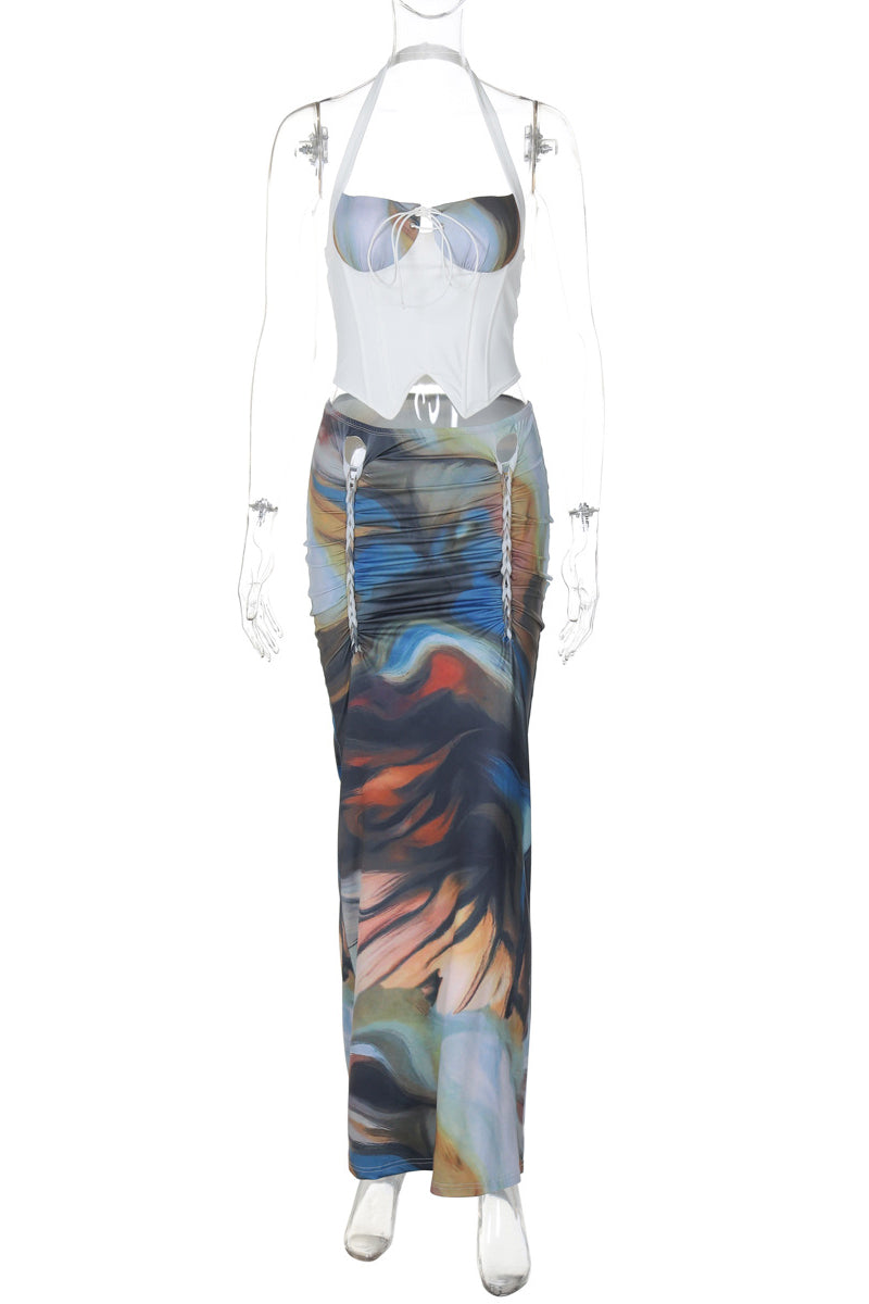 Artistic Halter Skirt Set