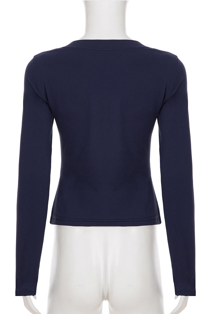 Button-Front Graphic Long-Sleeve Shirt