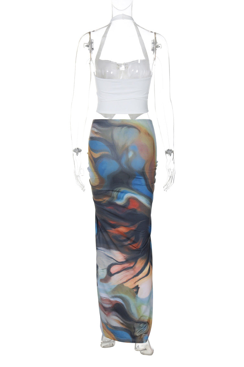 Artistic Halter Skirt Set