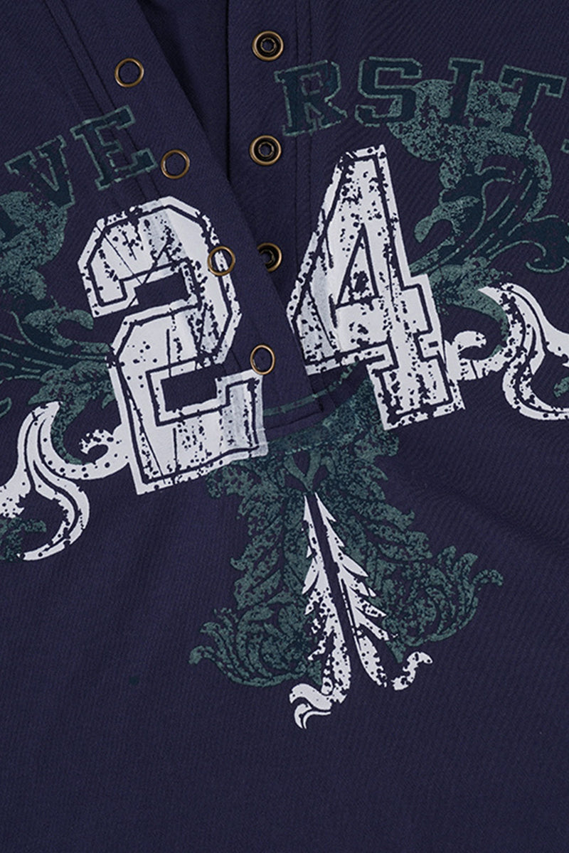 Button-Front Graphic Long-Sleeve Shirt