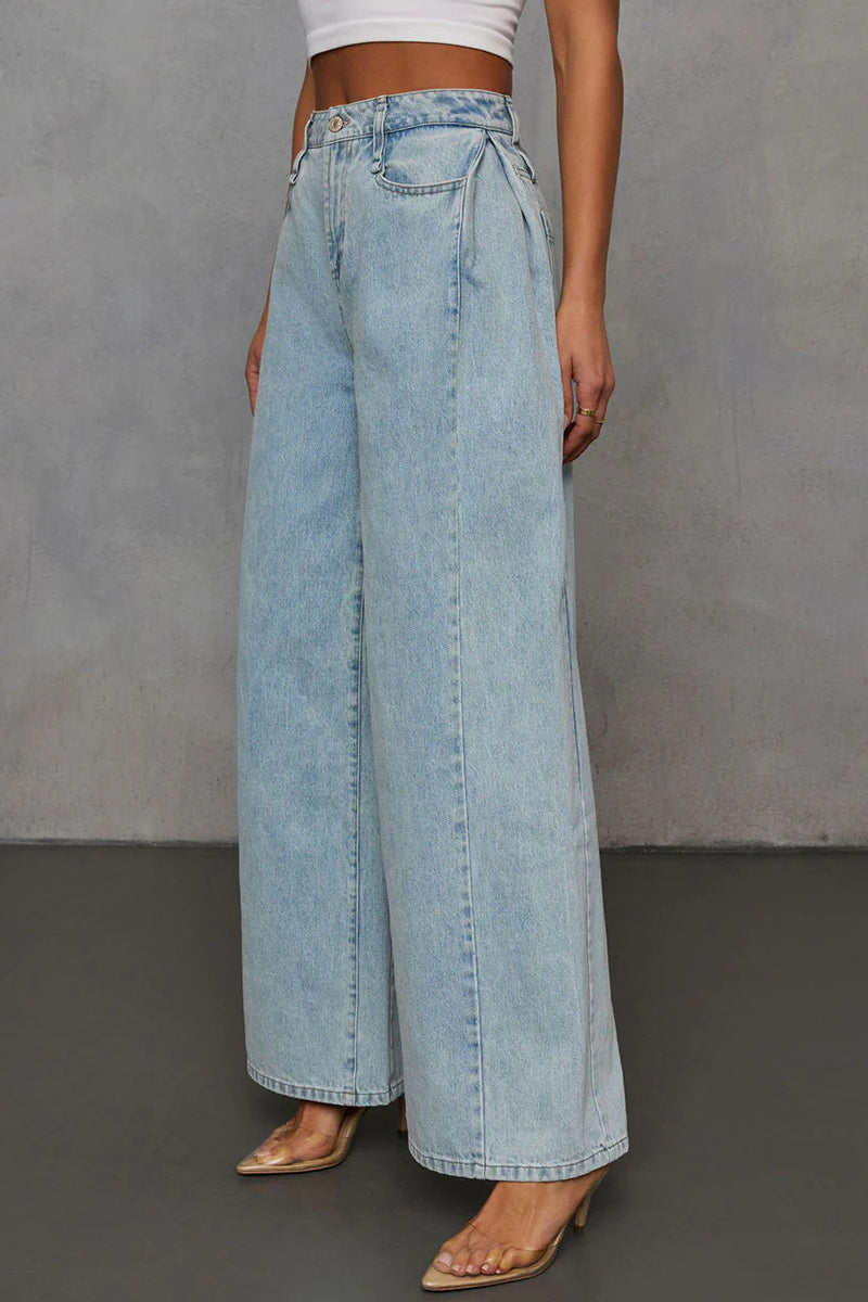 Cropped Denim Jacket and High-Waist Jeans Set