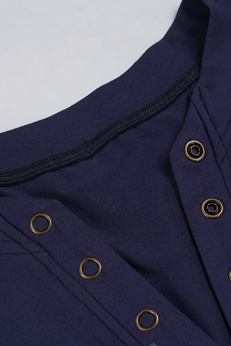 Button-Front Graphic Long-Sleeve Shirt