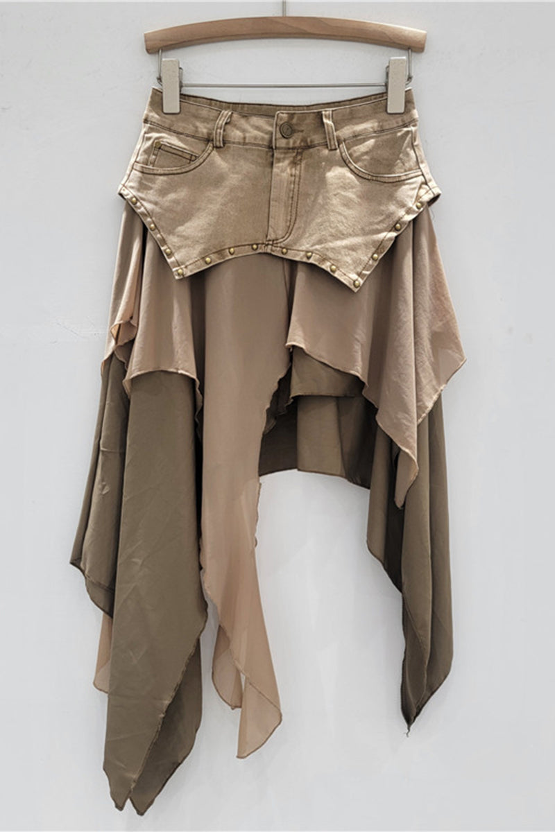Asymmetrical High-Low Midi Skirt