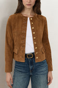 Elegant Button-Front Cropped Jacket