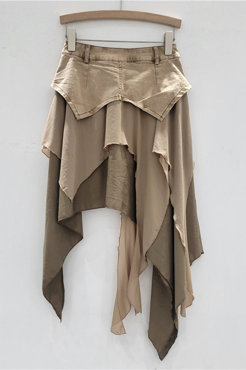 Asymmetrical High-Low Midi Skirt