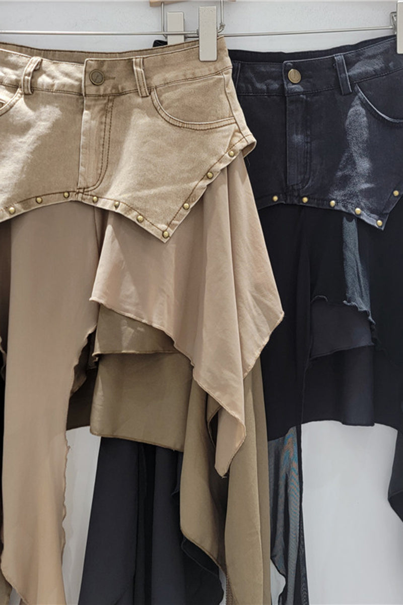 Asymmetrical High-Low Midi Skirt