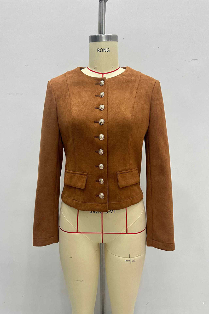 Elegant Button-Front Cropped Jacket