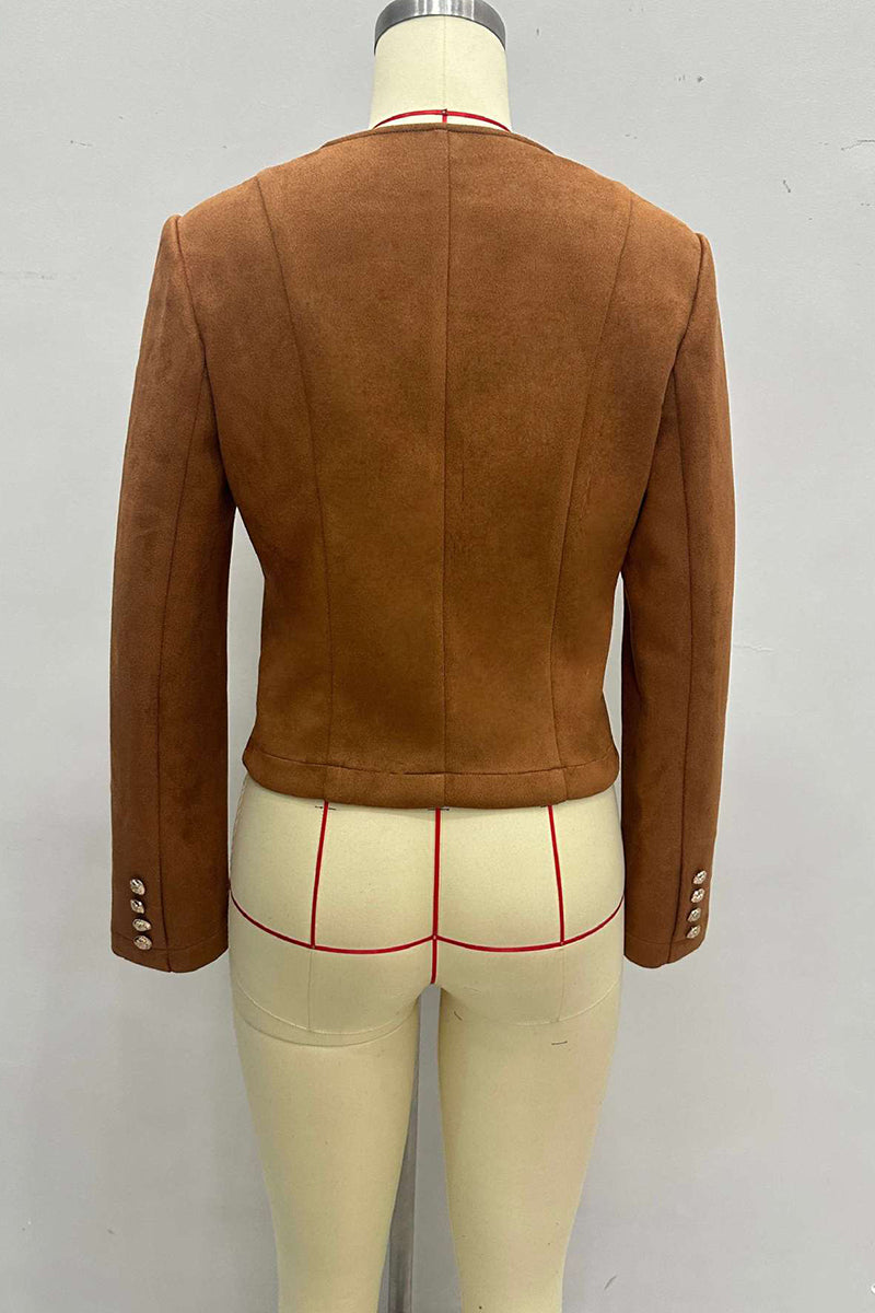 Elegant Button-Front Cropped Jacket