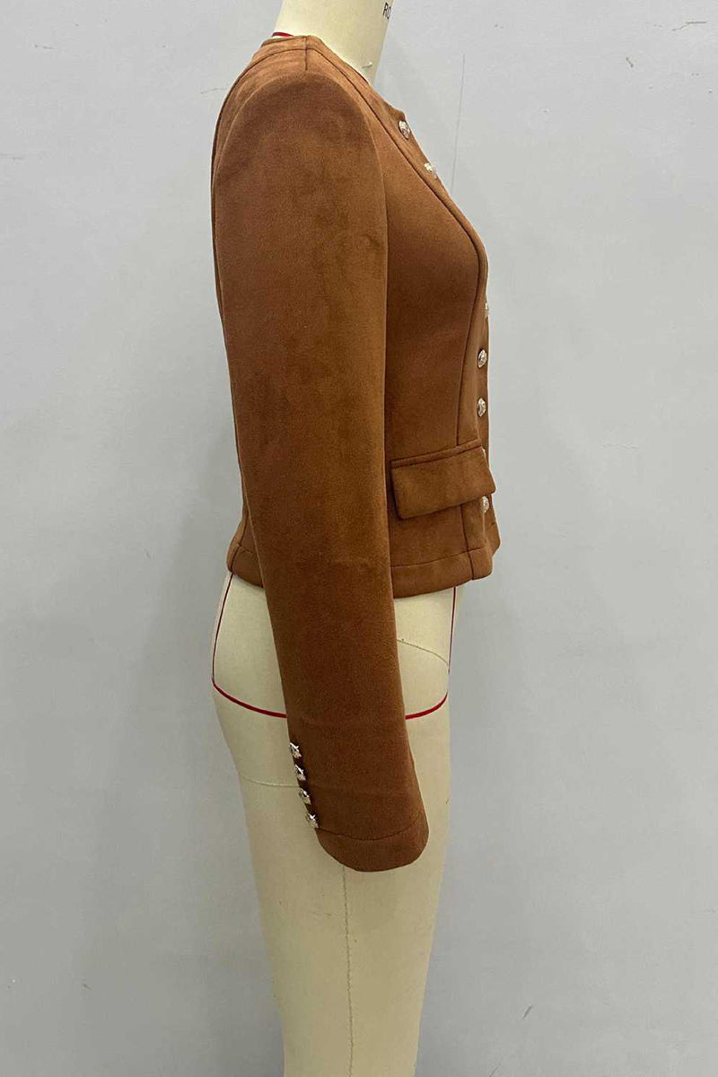 Elegant Button-Front Cropped Jacket