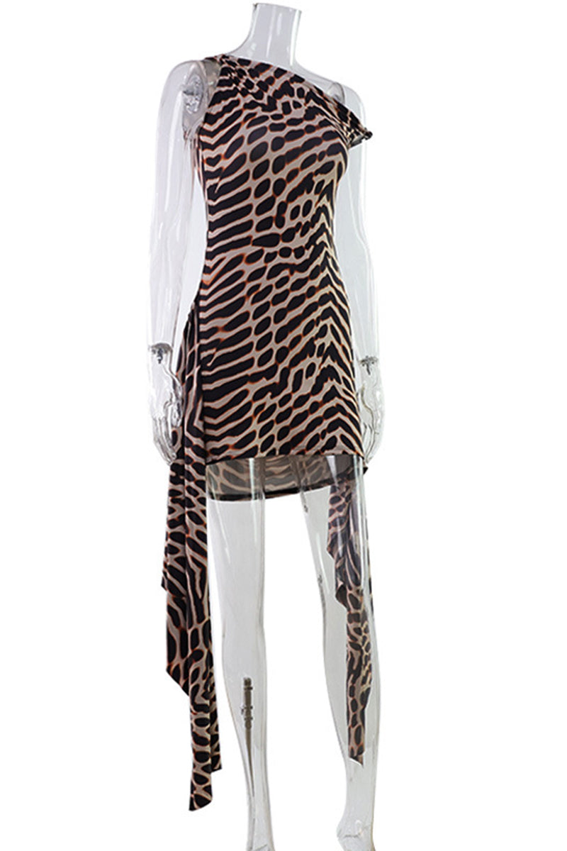 One-Shoulder Asymmetrical Casual Dress