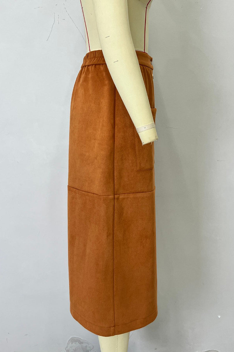 Button-Down Midi Skirt with Pockets