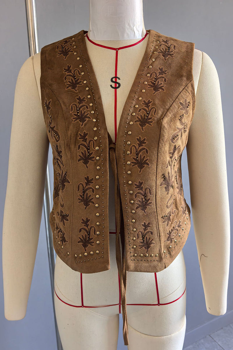 Patterned Tie-Front Vest