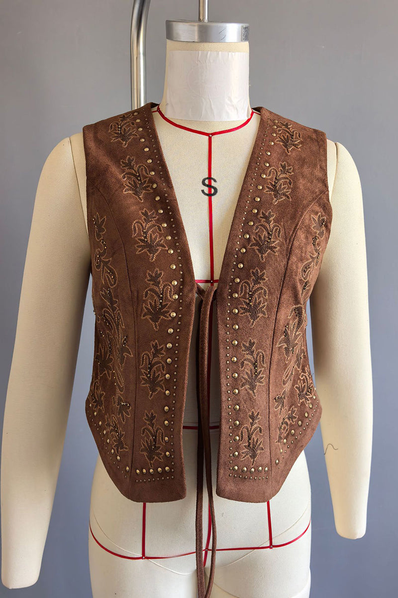 Patterned Tie-Front Vest