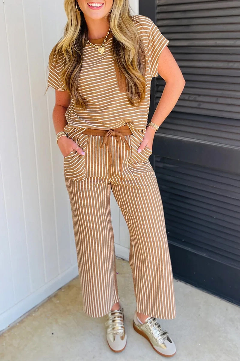 Stripe Tee & Drawstring Pants Set