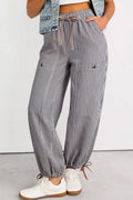 Button Patch Drawstring Pants